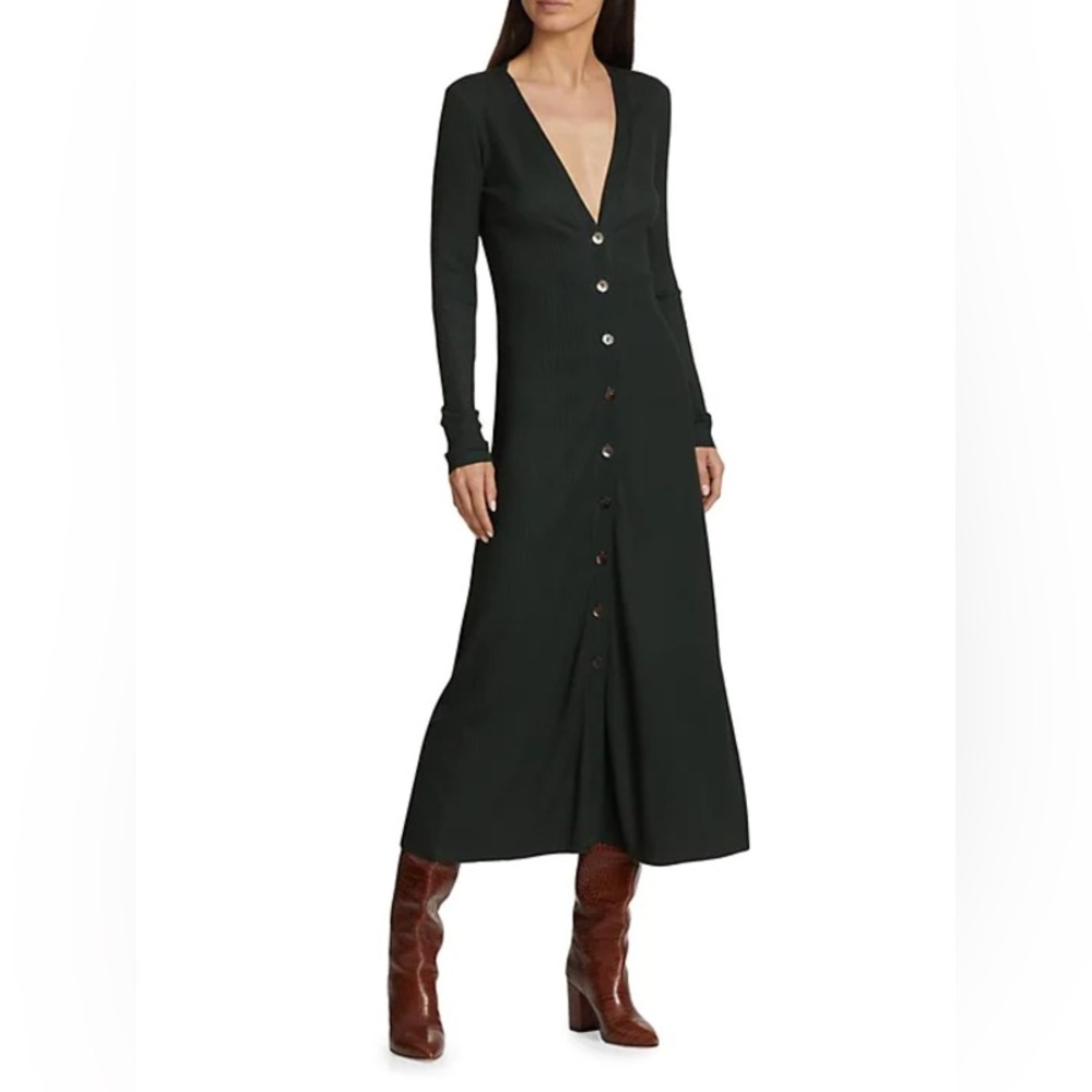 Enza Costa Ribbed Cardigan Midi Dress Sz M